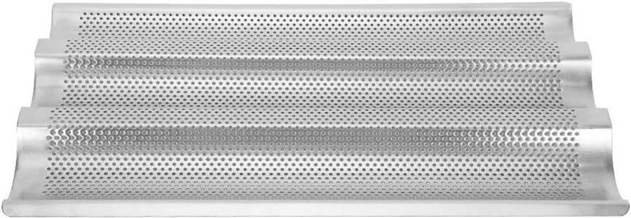 Baguette Mal Broodvorm Frans Brood Bakken Roestvrij Staal 38.5 x 25 cm Zilver