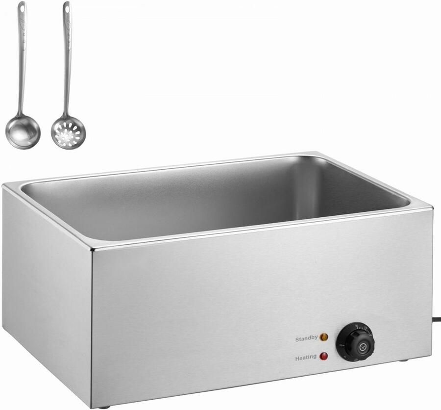 Bain-marie Voedselverwarmer Elektrische Buffetverwarmer Inhoud 18 Liter Vermogen 1200 W RVS Commercieel Tafelmodel Voor Catering & Restaurants