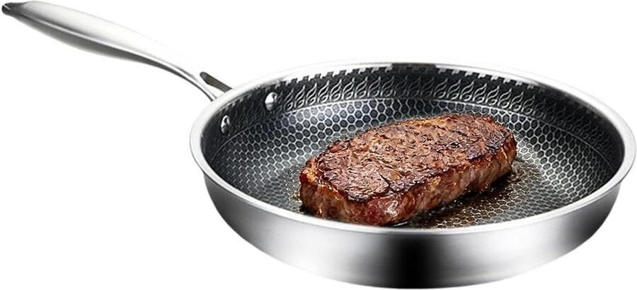 Bak- en braadpan Kookpan Ronde pan Veelzijdig Koken Krasbestendige anti-aanbaklaag 24 cm Zilver