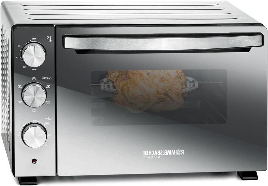 Bak en Grill Oven Mini Oven Veelzijdig Koken Met Draaispit 30 Liter Zilver
