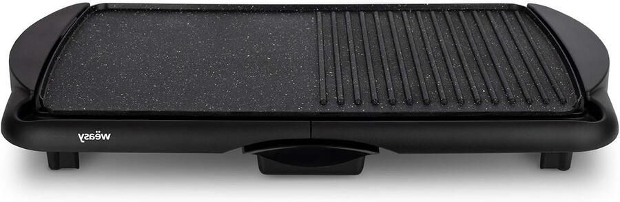 Bak- en Grillplaat Compact Tafelgrill Binnen Koken Antiaanbaklaag 52 x 27 cm Zwart