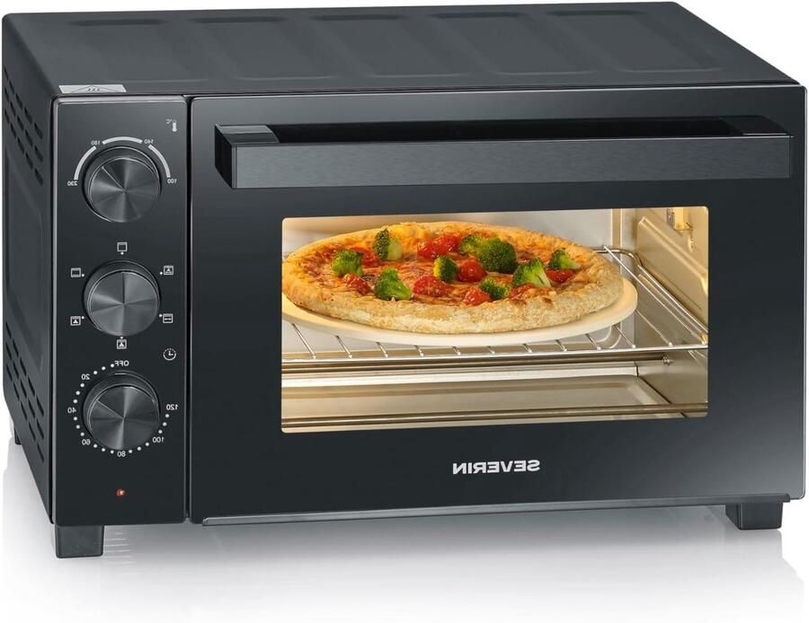 Bak en Toastoven Mini Oven Grote maaltijden bereiden Krachtige circulatiefunctie 30 liter capaciteit Zwart