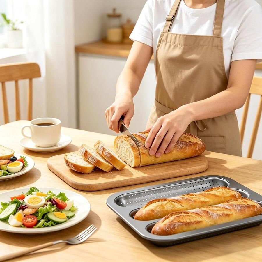 Bakblik Stokbrood Broodvorm Lang Brood Bakken Geperforeerd Koolstofstaal 325 x 35 cm Grijs