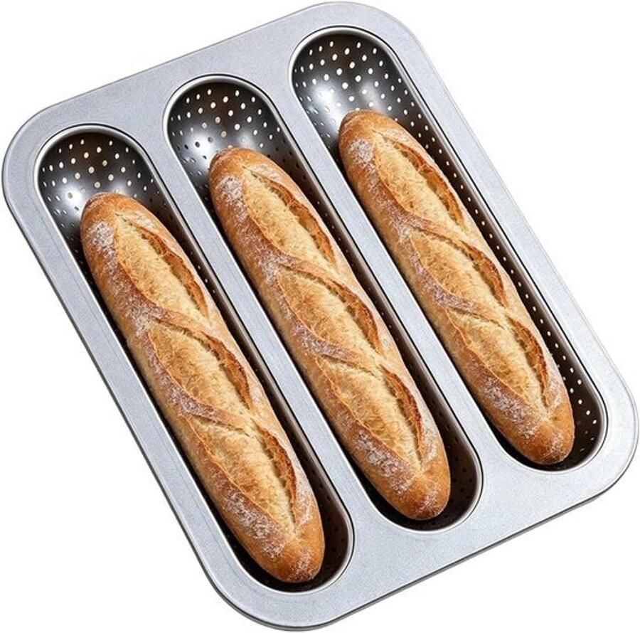 Frans Brood Bakblik Broodvorm Langwerpig Zelf Brood Bakken Geperforeerd Luchtstroomontwerp 325 x 35 cm Grijs
