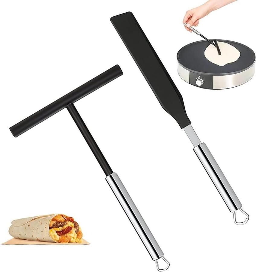 Bakgereedschap Set Pannenkoek Set Bakken en Koken Roestvrij Staal 2 Stuks Zilver