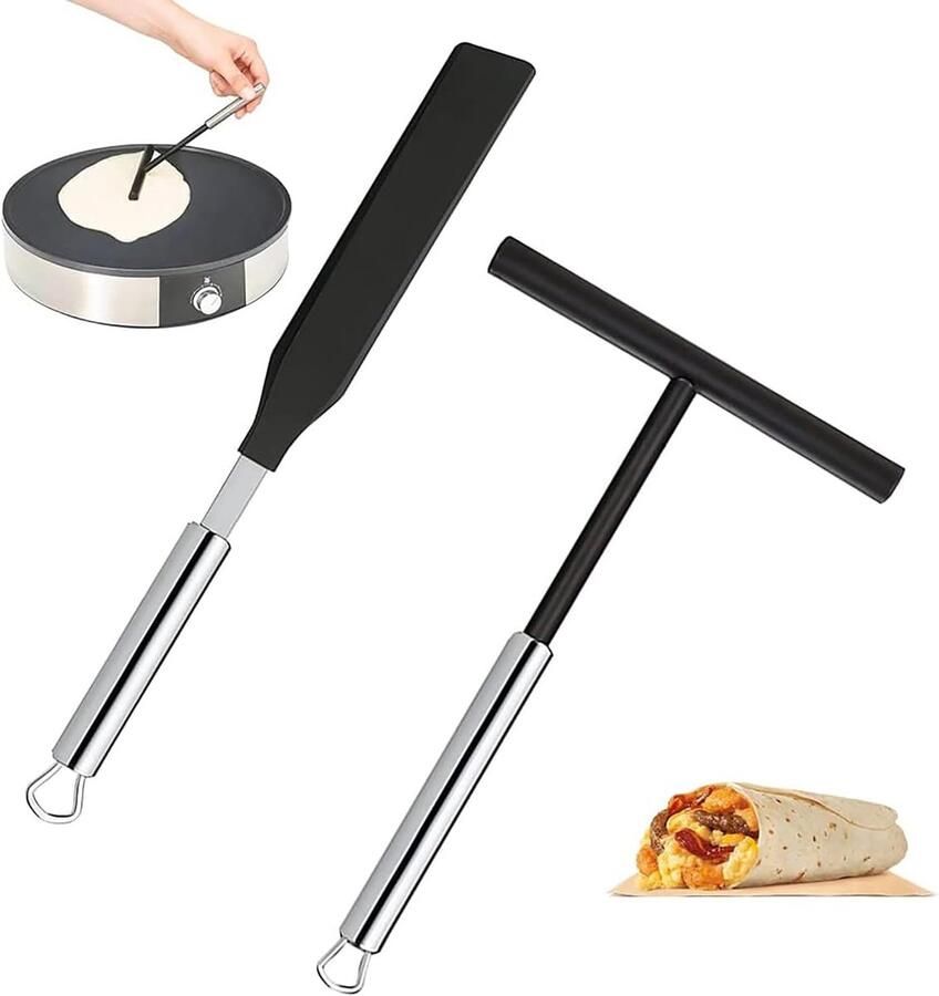 Bakgerei Set Pannenkoek Gereedschap Beslag Verdelen Roestvrij Staal 2 Delig Zilver