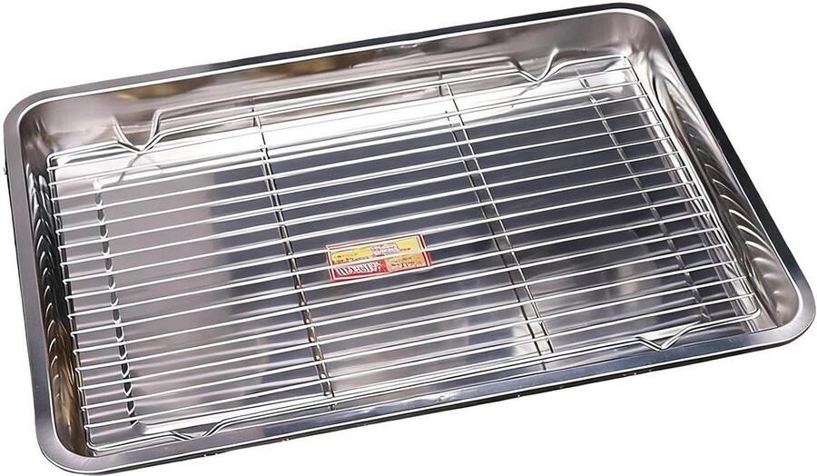 Bakplaat met rooster Ovenplaat Bakken en grillen Roestvrij staal 40cm Zilver