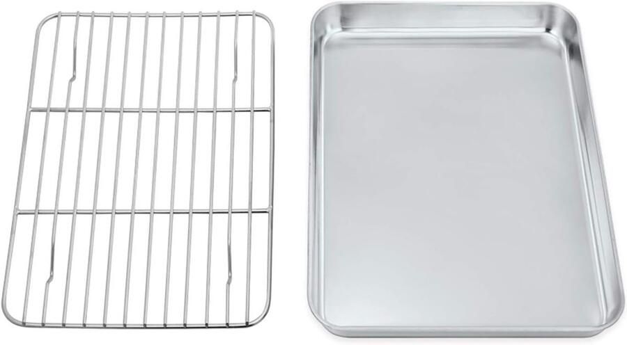 Baking tray met koele plaat roestvrij staal mini bakvorm 23.5 x 17.8 x 2.5 cm ideaal voor gezond koken gemakkelijk schoon te maken en vaatwasserbestendig - Foto 1