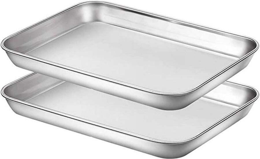 Baking Trays Cookie Sheets Bakken in Oven Roestvrij Staal 2 Stuks Zilver