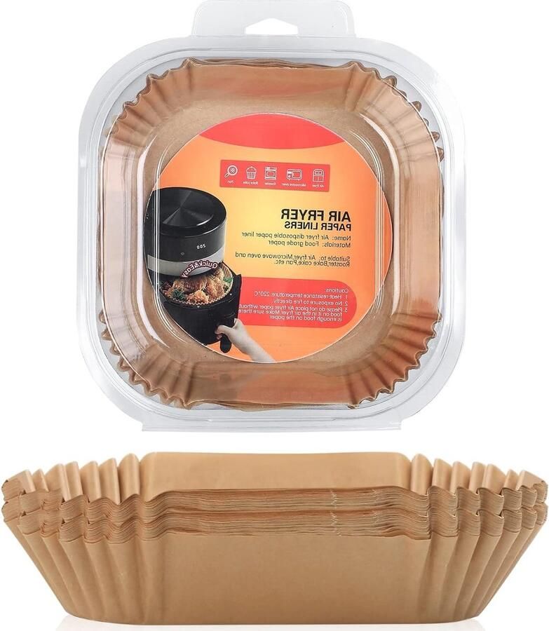Bakingpapier voor Airfryer 100 vellen anti-aanbak waterdicht en vetvrij ideaal voor frituurpan oven en magnetron