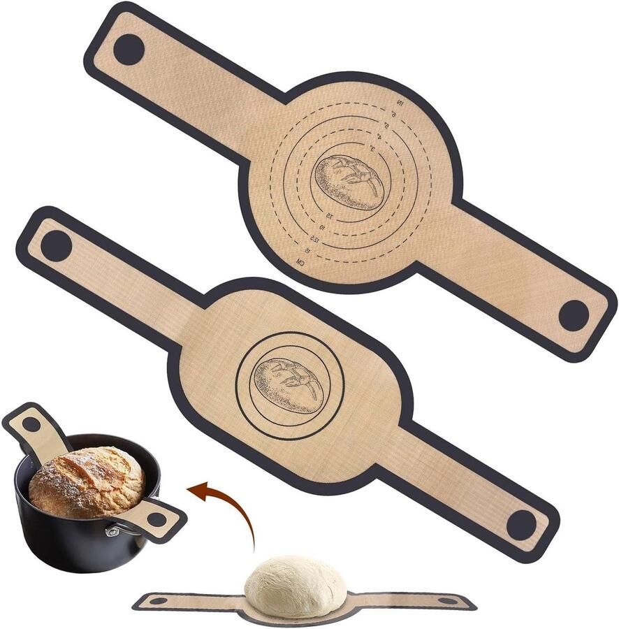Bakken met 2 Stuks Silicone Broodmatten voor de Oven Herbruikbare Antikleefmat voor Brood en Deeg Ideaal voor Ronde en Ovalen Vormen
