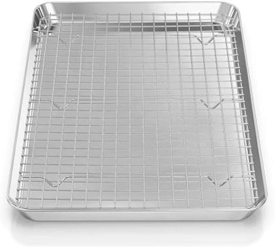 Bakken met anti-aanbak bakplaat en koelrek 40 x 30 cm 2 stuks