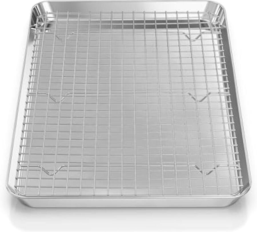 Bakken met anti-aanbak bakplaat en koelrek 40 x 30 cm 2 stuks