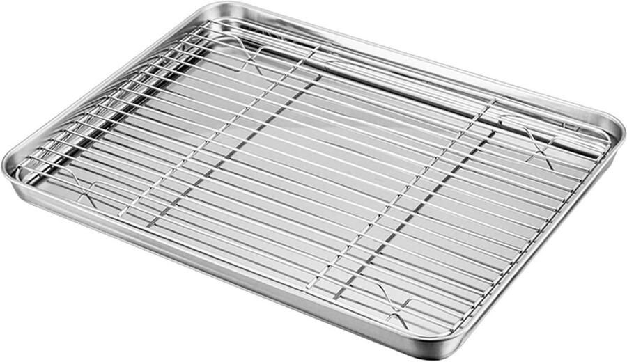 Bakken met een roestvrijstalen bakplaat en koelrek 31 5 x 24 6 x 2 5 cm ideaal voor taarten koekjes en gezonde gerechten vaatwasserbestendig en eenvoudig schoon te maken
