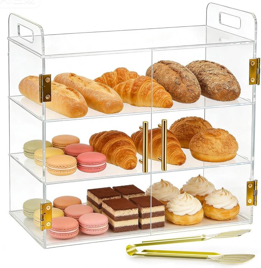Bakkerij Vitrine Gebak Display Voedsel Presentatie Automatische Deur 49x26x43 cm Transparant