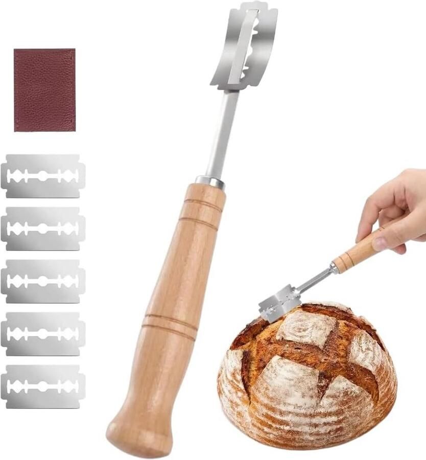 Bakkersmes voor zelfgebakken brood en deeg 5 roestvrijstalen scheermesjes