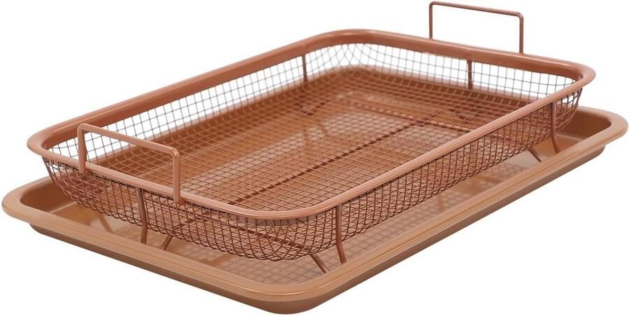 Bakmand Set Ovenrooster Bakplaat Gezond Bakken Mesh Ontwerp 325 x 245 x 52 cm Antiek Messing