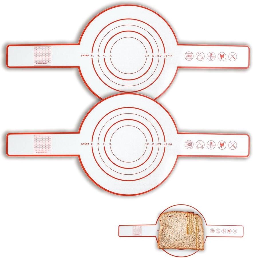 Bakmat met Handvat Siliconen Mat Brood Oven Gebruik Hittebestendig -40-230C 52.5 x 21.5 cm Rood