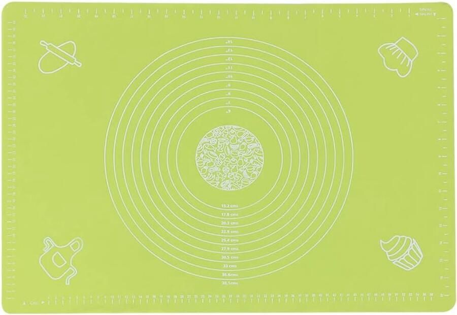 Bakmat met Schaal Deegmat Siliconen Bakken en Koken Hoge Temperatuur Bestendig 64x45cm Blauw Groen