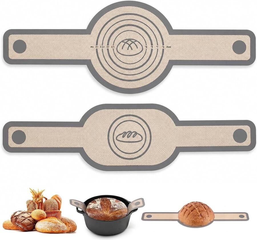 Bakmat Set Oven Mat Brood Bakken Met Lange Handgrepen 2 Stuks Grijs