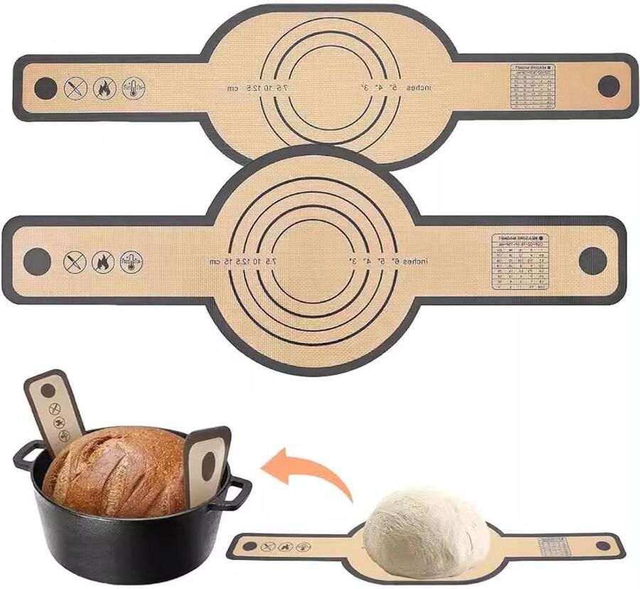 Bakmat Set Oven Onderlegger Brood Bakken Verlengde Handgrepen 2 Stuks Grijs