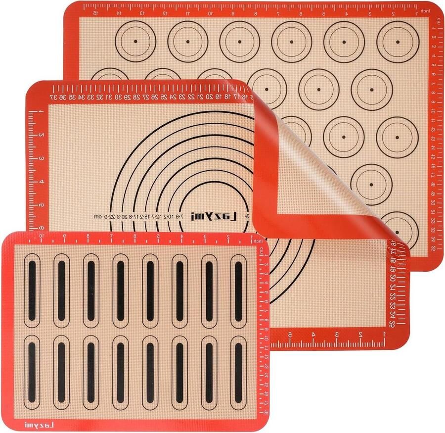 Bakmat Set Siliconen Matten Bakken en Koken Hittebestendig en Non-stick 3 Stuks Rood