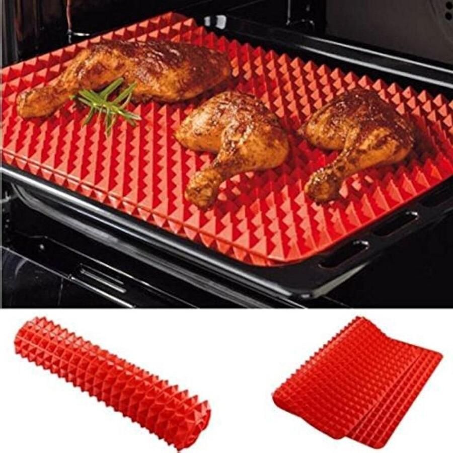 Bakmat Set Siliconen Matten Gezond Koken Anti-aanbak Piramide 2 stuks 41x29cm Rood