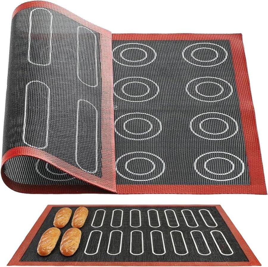 Bakmat Siliconen Bakplaat Herbruikbaar Koekjes Bakken Dubbelzijdig Ontwerp 40 x 30 cm Grijs