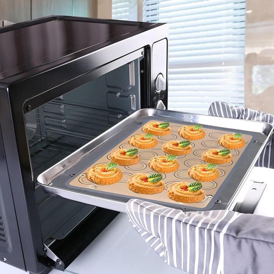 Bakmat Siliconen Bakplaat Mat Herbruikbaar Bakken van Brood Hittebestendig Anti-aanbak 42 x 30 cm Meerkleurig