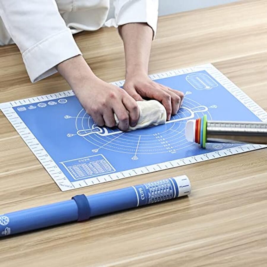 Bakmat Siliconen Deegmat Oven Bakken en Deeg Extra Dik Non-stick 60 x 40 cm Groen Blauw