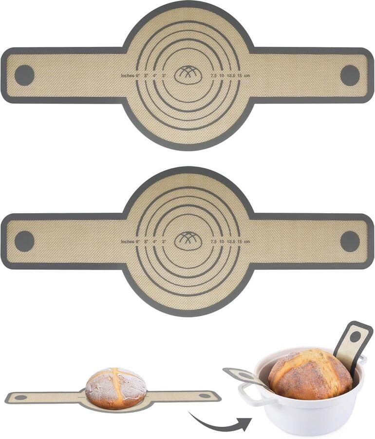 Bakmat voor Dutch Oven Brood Sling Brood Bakken Hittebestendig Siliconen 21cm Rond Zwart
