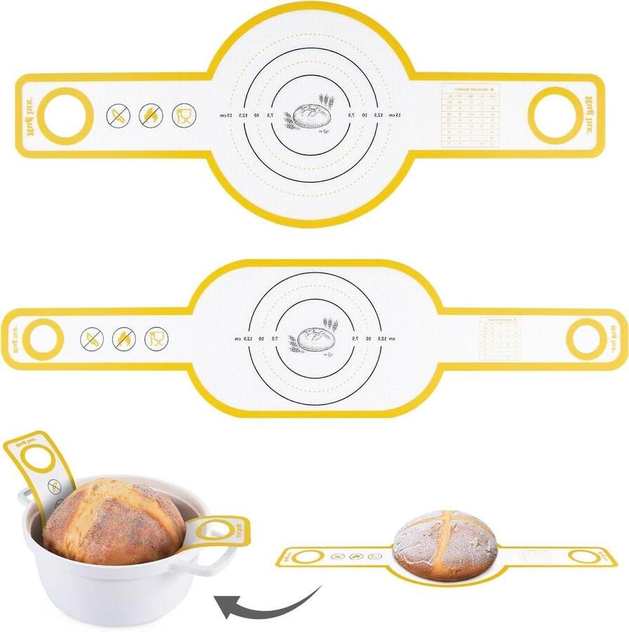 Bakmat voor Dutch Oven Brood Sling Brood Bakken Met Lange Handvatten 21 cm Rond Zwart