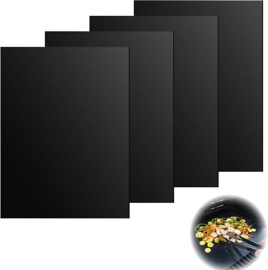 Bakmatten Bakpapier Oven Beschermen Herbruikbaar 40 x 33 cm Zwart