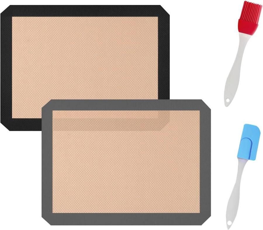 Bakmatten Set met Olieborstel en Spatel Siliconen Antiaanbak Bakmatten voor Oven