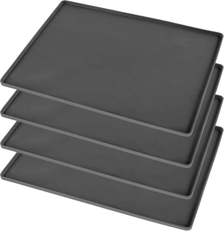 Bakmatten Set Ovenmatten Siliconen Bakken en Koken Met Praktische Rand 30 x 40 cm Grijs