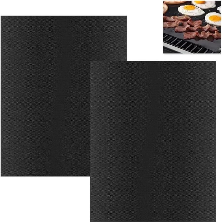 Bakmatten Set Siliconen Matten Bakken en Grillen Hittebestendig tot 260°C 40 x 50 cm Zwart