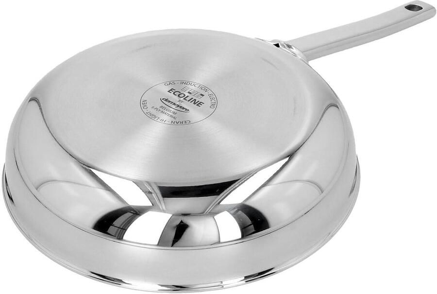 Bakpan Braadpan Koekenpan Inox Sauteren Koken Geschikt Inductie 24cm Diameter Zilver
