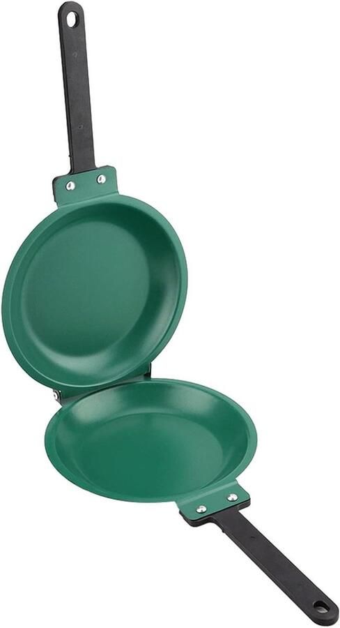 Bakpan Dubbelzijdig Pannenkoekenpan Roerei Eieren Bakken Handig Flip Ontwerp 19.3 cm Diameter Groen