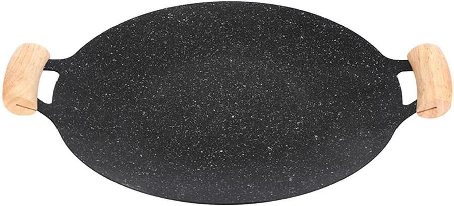 BBQ Grill Pan Ronde Bakplaat Buiten Koken Antiaanbak Medische Steen Diameter 30cm Zwart