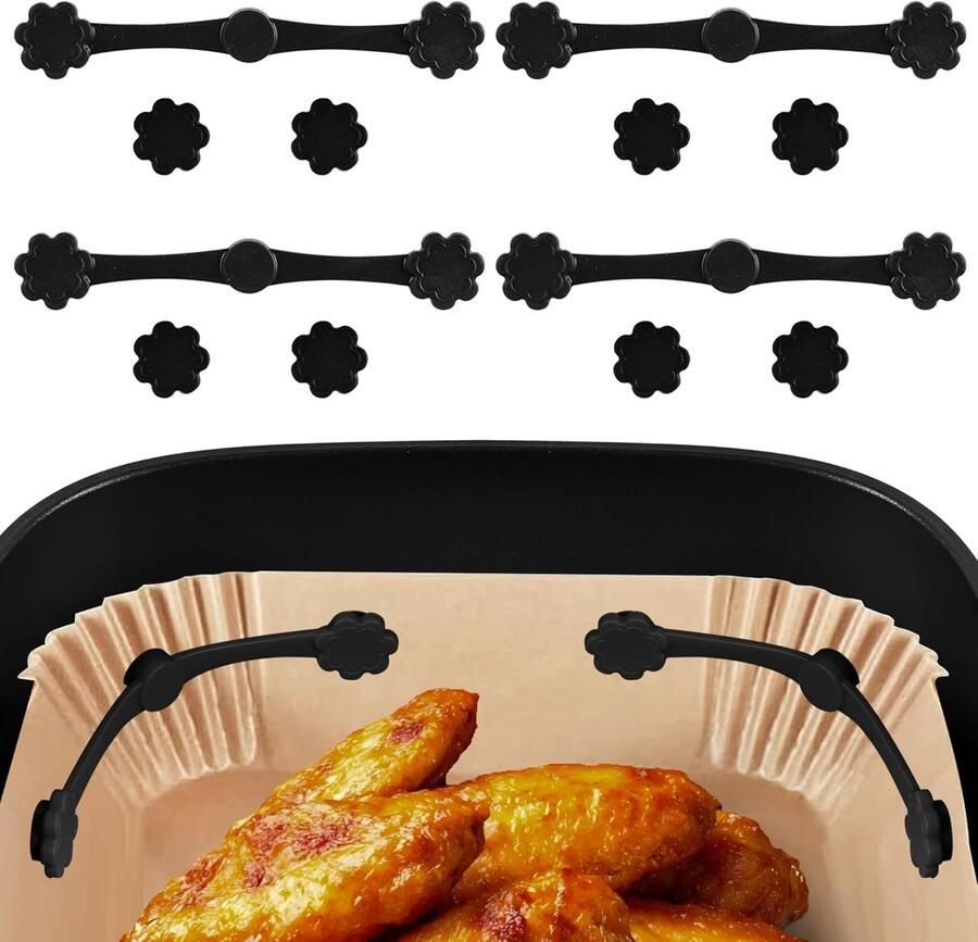 Bakpapier Clips Magnetische Houders Friteuse Gebruik Siliconen Materiaal 12 Stuks Zwart