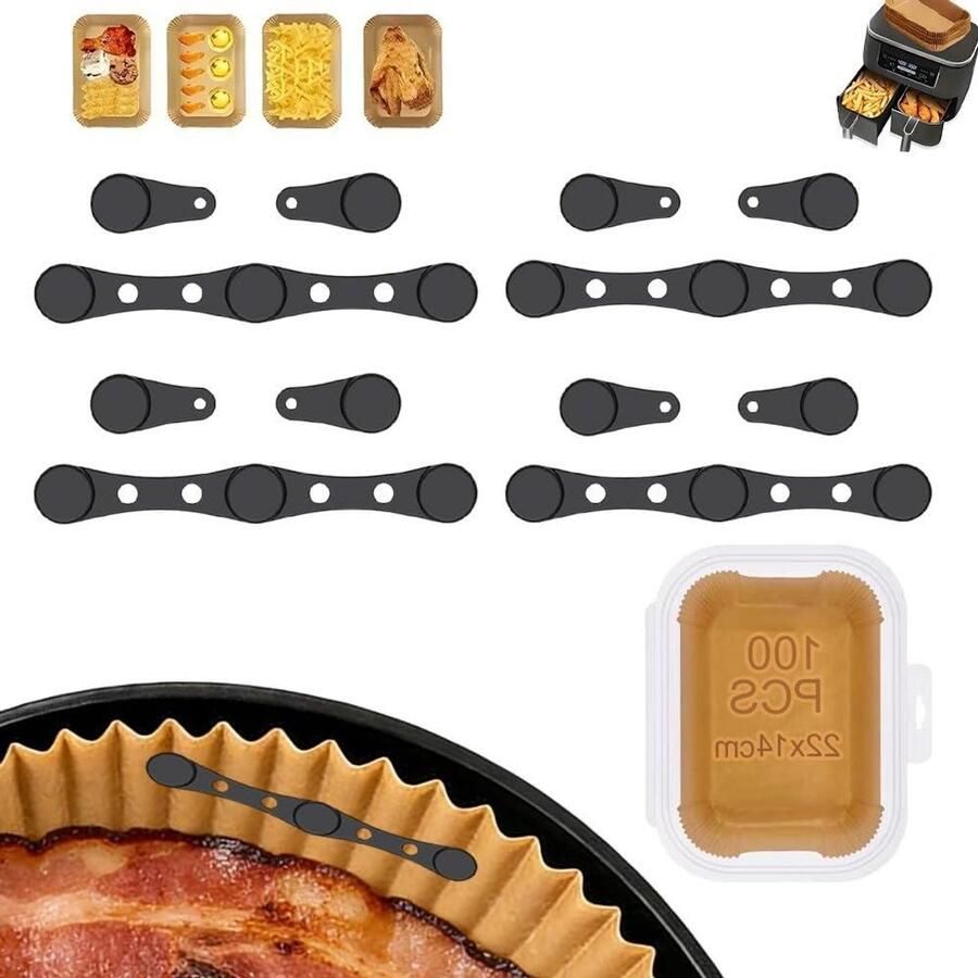 Bakpapier Set Airfryer Accessoires Gezond Bakken Magnetische Clips 100 Stuks 22x14cm Niet Van Toepassing