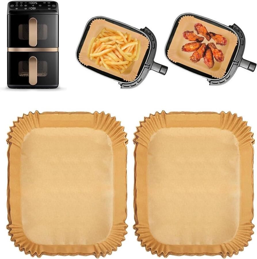 Bakpapier Vellen Airfryer Liners Keuken Gemak Hoge Randen 120 Stuks Natuurlijk