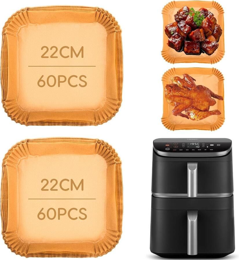 Bakpapier voor Cosori Turbo Tower Pro Smart 10 8 l 120 stuks bakpapier perkamentpapier Air Fryer accessoires voor Cosori Turbo Tower Pro 10 8 l