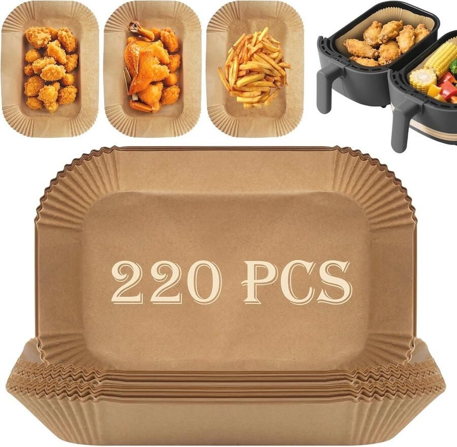 Bakpapier voor heteluchtfriteuses 220 stuks 22 cm Geschikt voor Dual Zone Airfryers