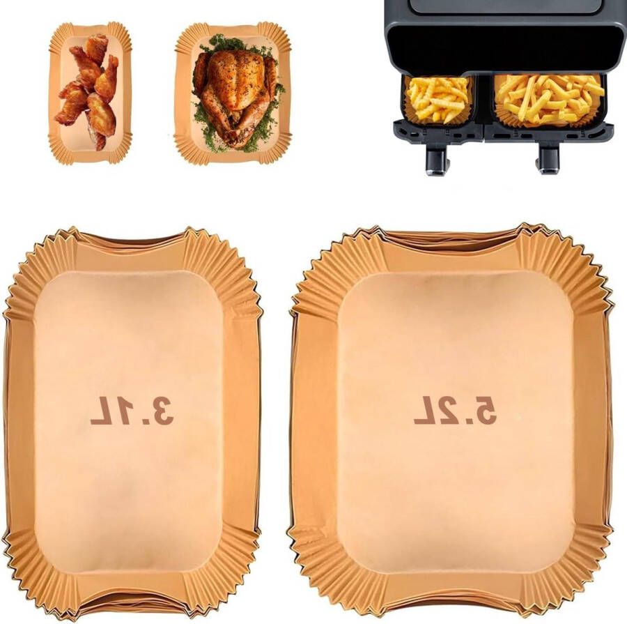 Bakpapier voor Moulinex EZ901820 52 31 l -Airfryer 3000-serie Air Fryer Lakeland Tower Salter (100 stuks)