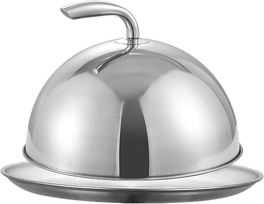 Bakplaat Basting Cover Smeltkoepel Serveerschaal Voedsel Beschermen Met Serveerplaat 27 cm Zilver