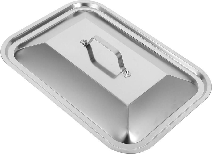 Bakplaat Deksel Rechthoekige Deksel Voedsel Bereiden Vaatwasserbestendig 34.5 x 24.5 cm Zilver