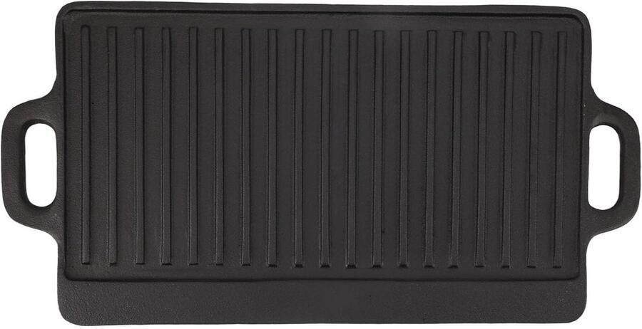 Bakplaat Dubbelzijdig Omkeerbare Grillplaat Buiten Koken Snelle Gelijkmatige Verwarming 46 x 25 cm Zwart