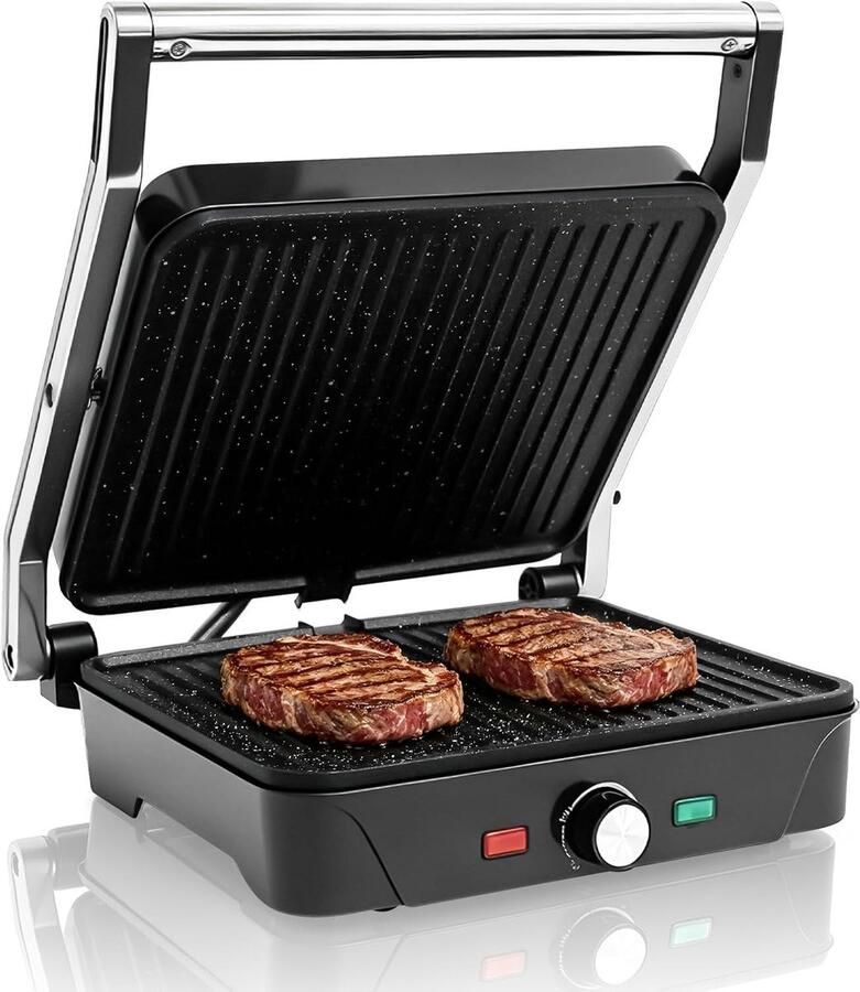 Bakplaat Electrisch Roestvrij Staal 28 x 25 cm 180° Openbaar Voor Tafelgrill
