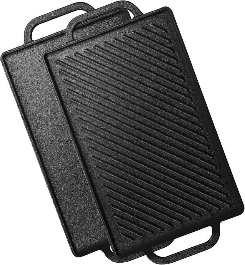 Bakplaat electrisch Zwart 33 x 21 cm Gietijzeren grillplaat Voor oven en barbecue